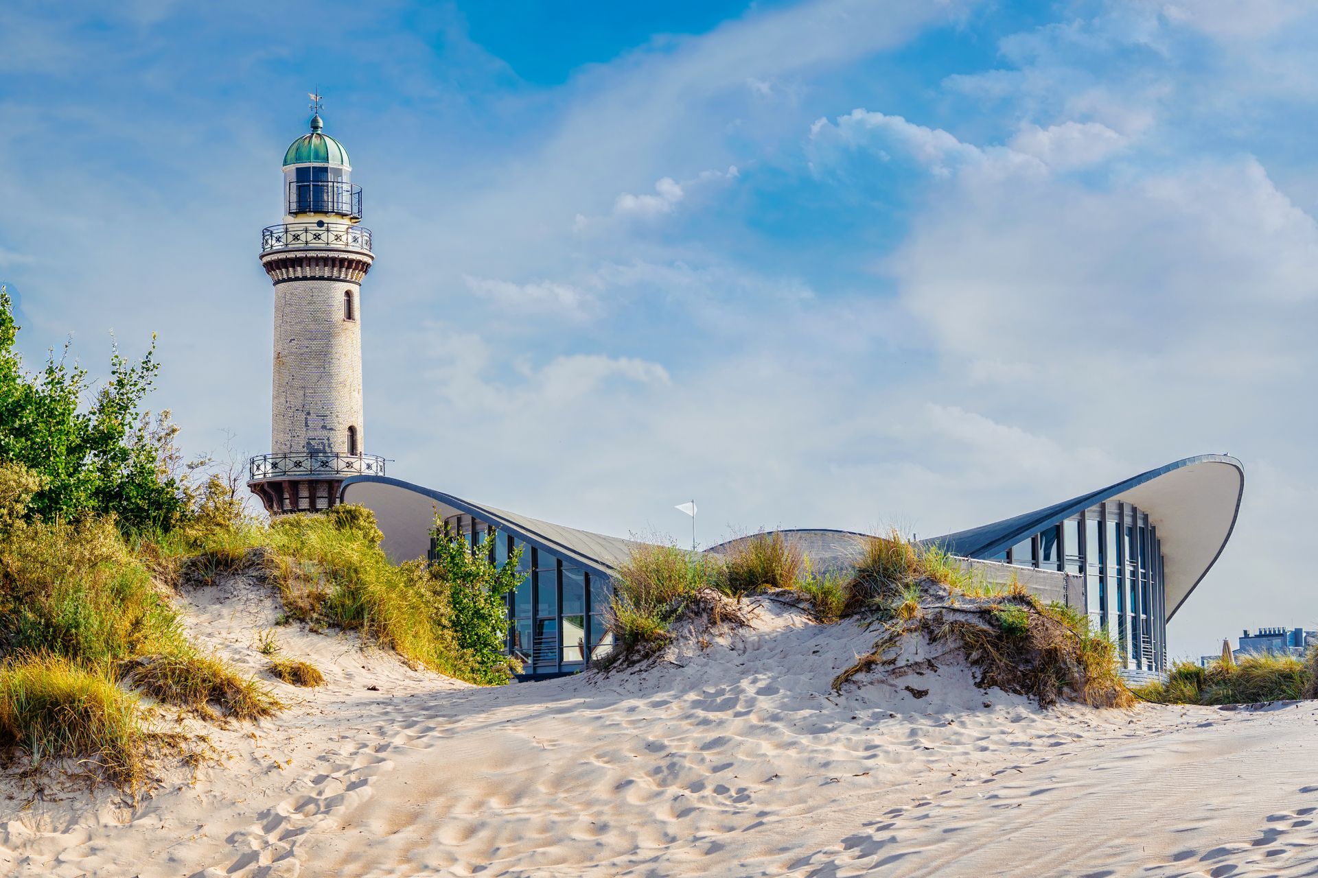 lighthouse in Warnemuende Rostock. Germany baltic sea vacation