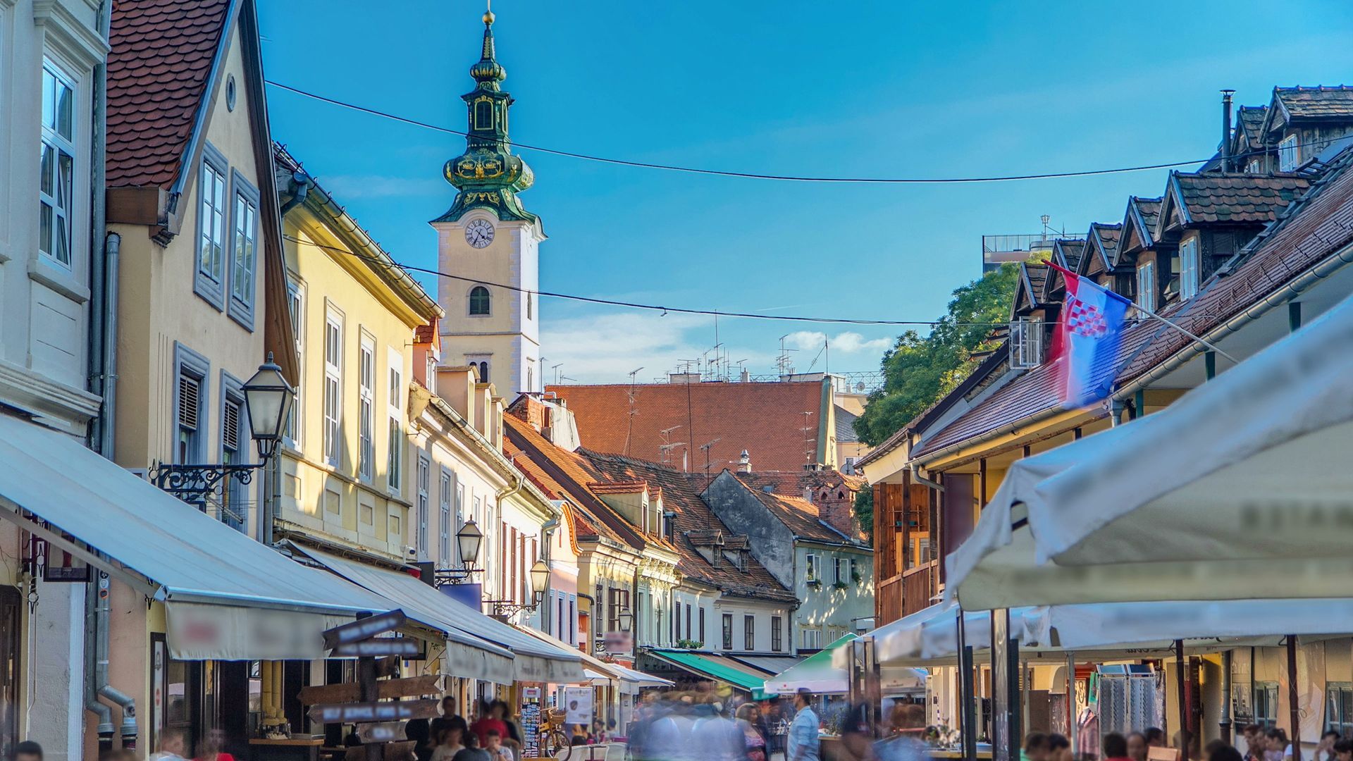 Street ivana racica timelapse in croatian capital zagreb is during sunny day