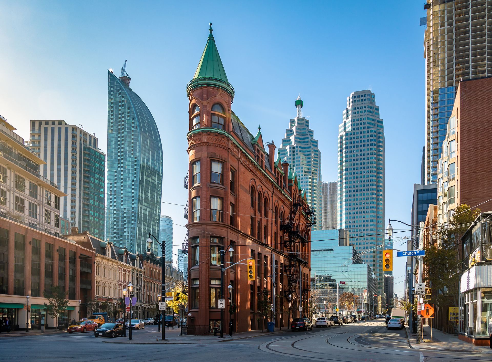 Gooderham or Flatiron Building in downtown Toronto - Toronto, On